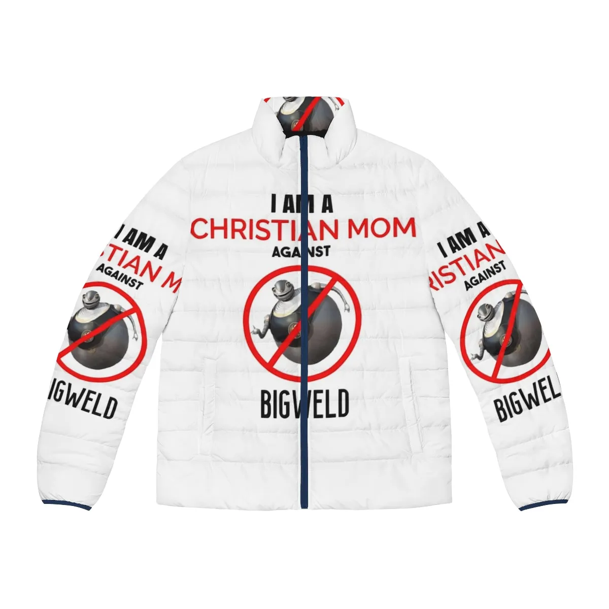 "Christian Mom Against Bigweld" Weirdcore Puffer Jacket