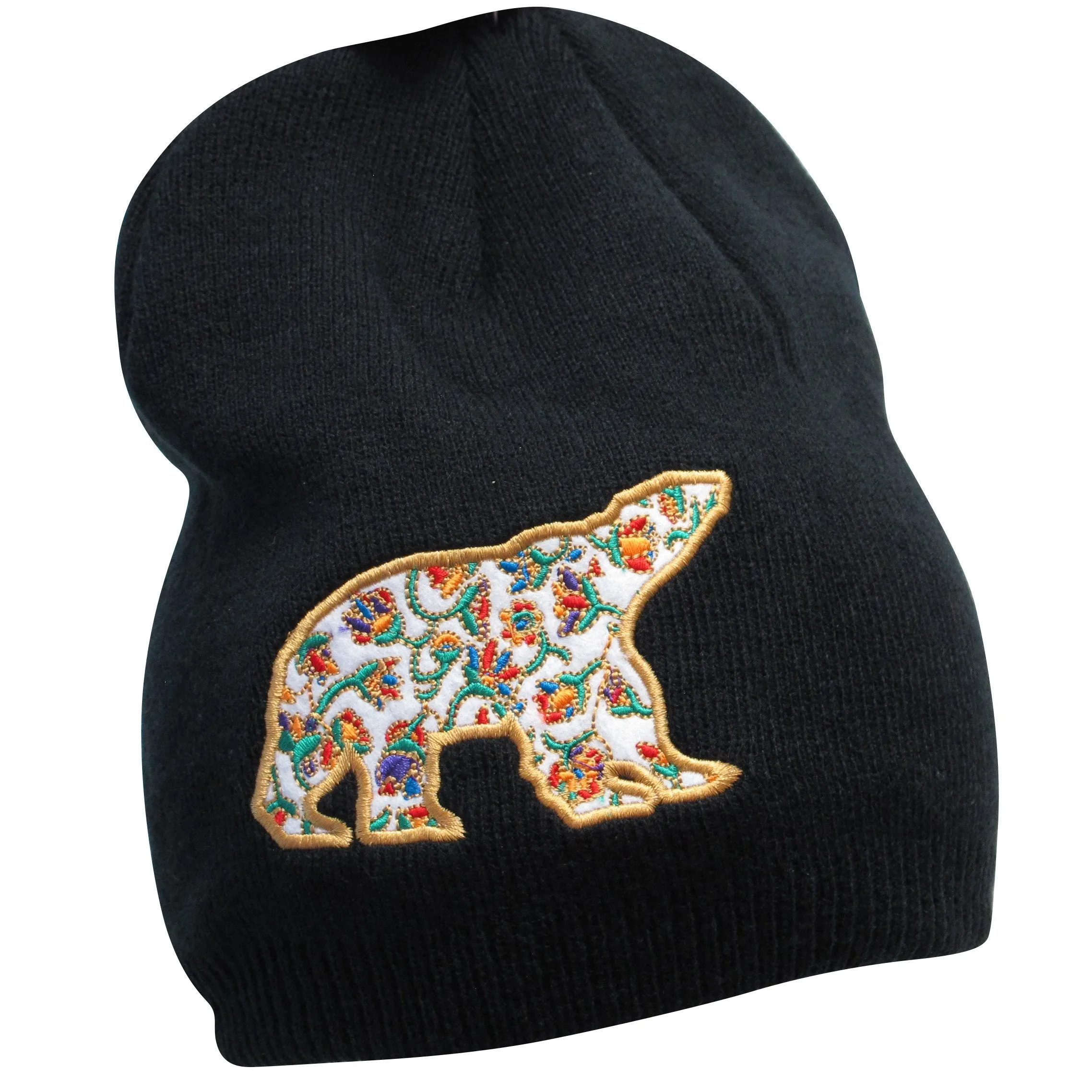 "Spring Bear" Embroidered Toque by Indigenous Artist Dawn Oman