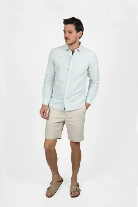 Relaxed Fit Ice Blue Linen Shirt