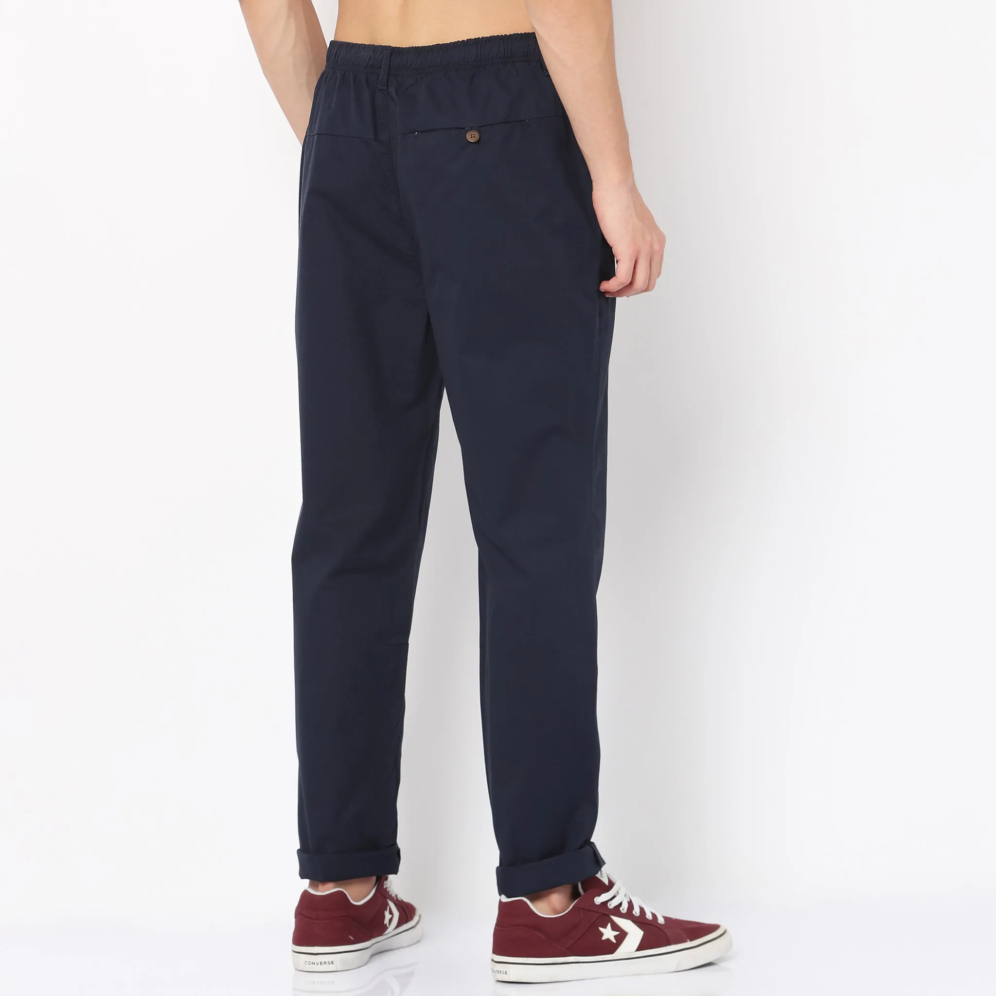 Relaxed Fit Solid Mid Rise Chinos