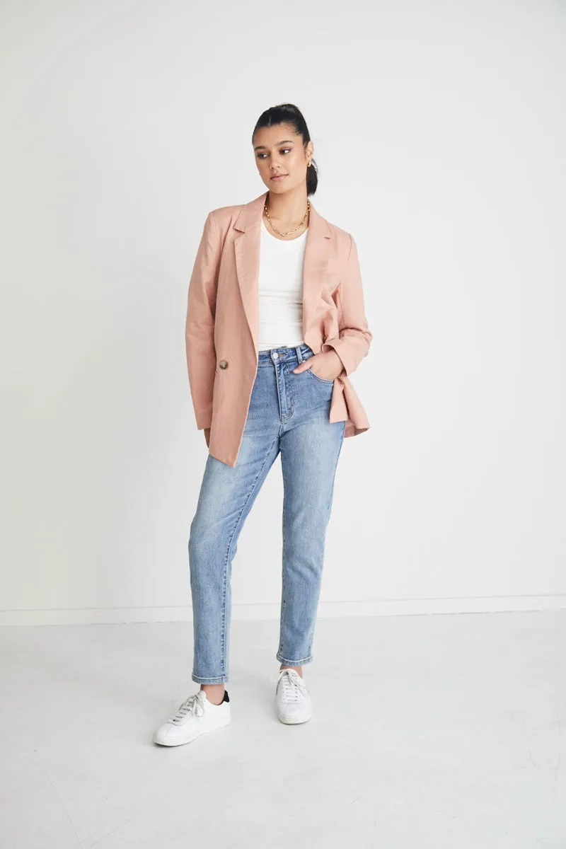 RE:UNION - Constant Blush Linen Blazer - Blush