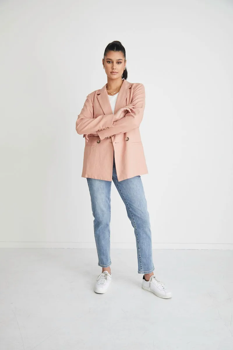 RE:UNION - Constant Blush Linen Blazer - Blush