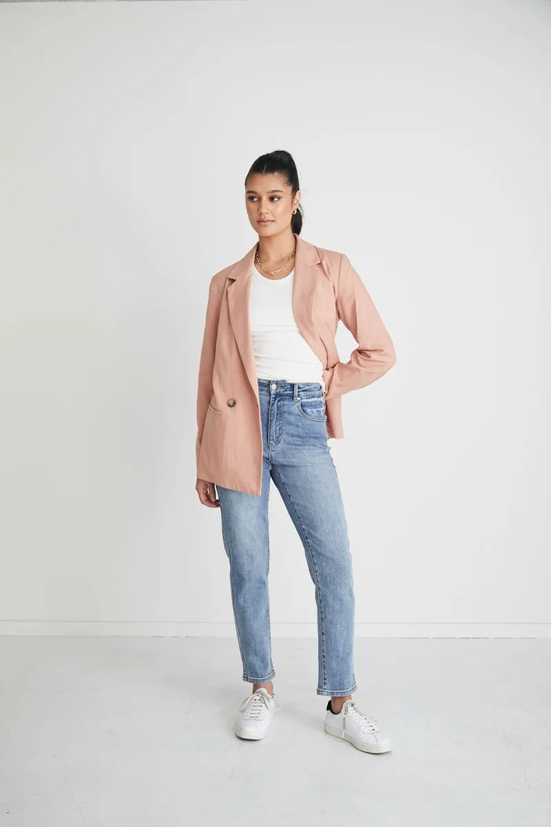 RE:UNION - Constant Blush Linen Blazer - Blush