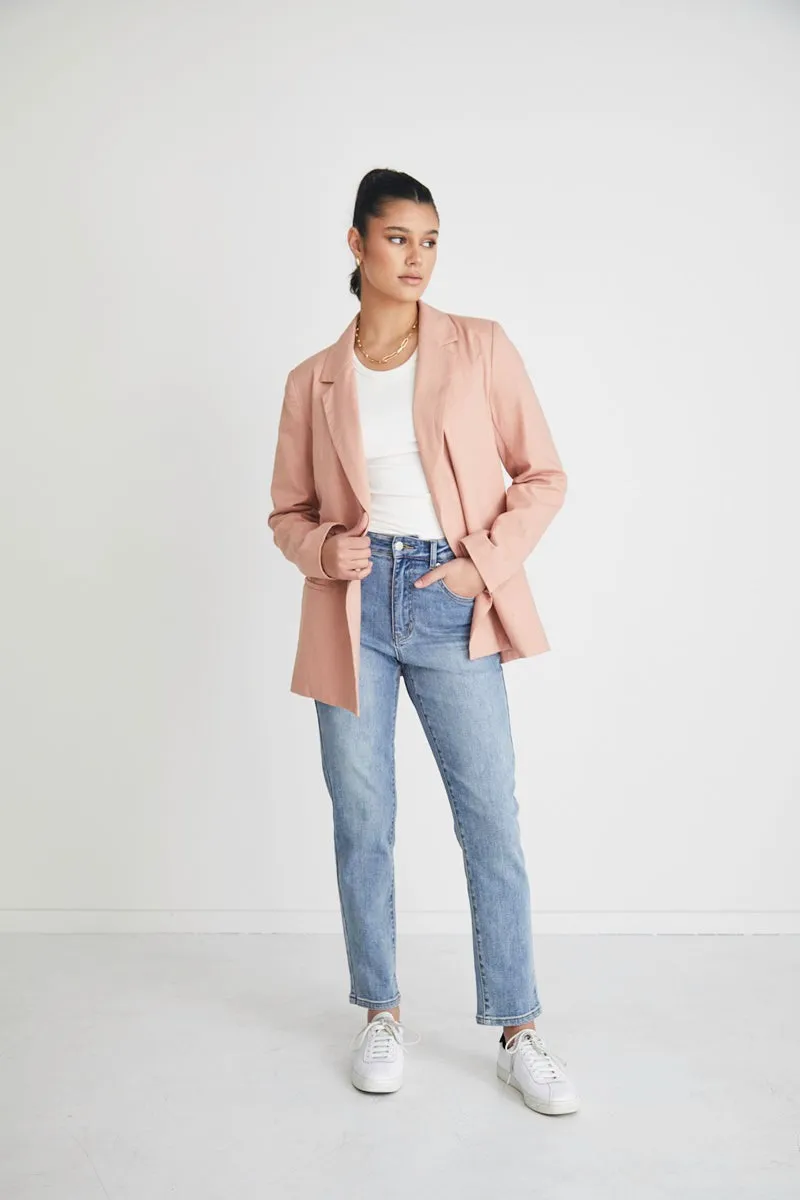 RE:UNION - Constant Blush Linen Blazer - Blush