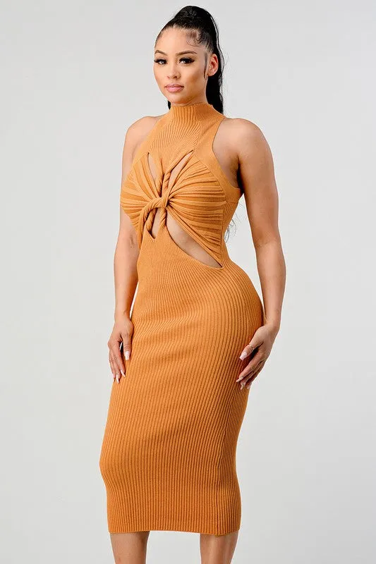 Romantic Night cutout knit bodycon dress