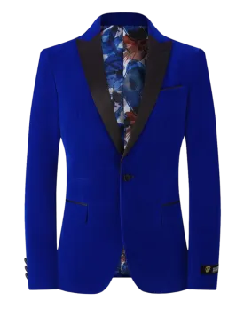 Royal Blue Men's velvet Blazer Peak Lapel with Bowtie Style No-VS1602