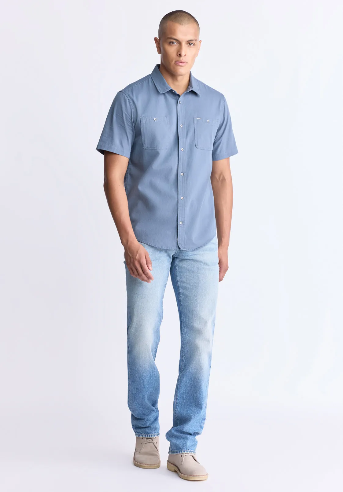 Sagrino Men's Short-Sleeve Utility Shirt, Mirage Blue - BM24501