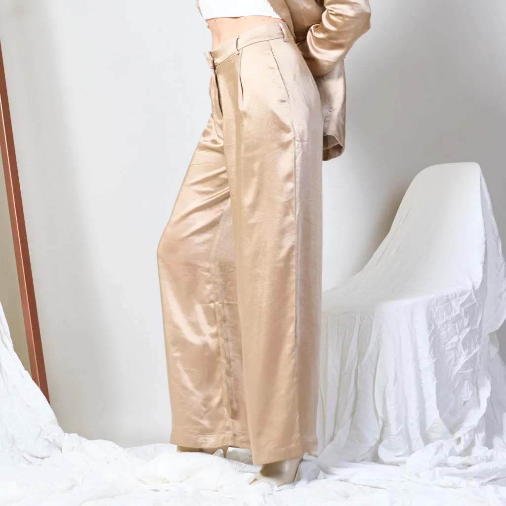 Satin wide leg trousers wholesale