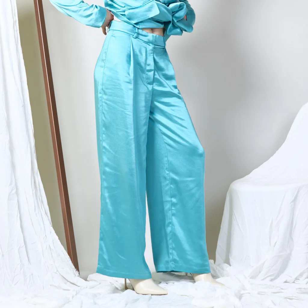 Satin wide leg trousers wholesale