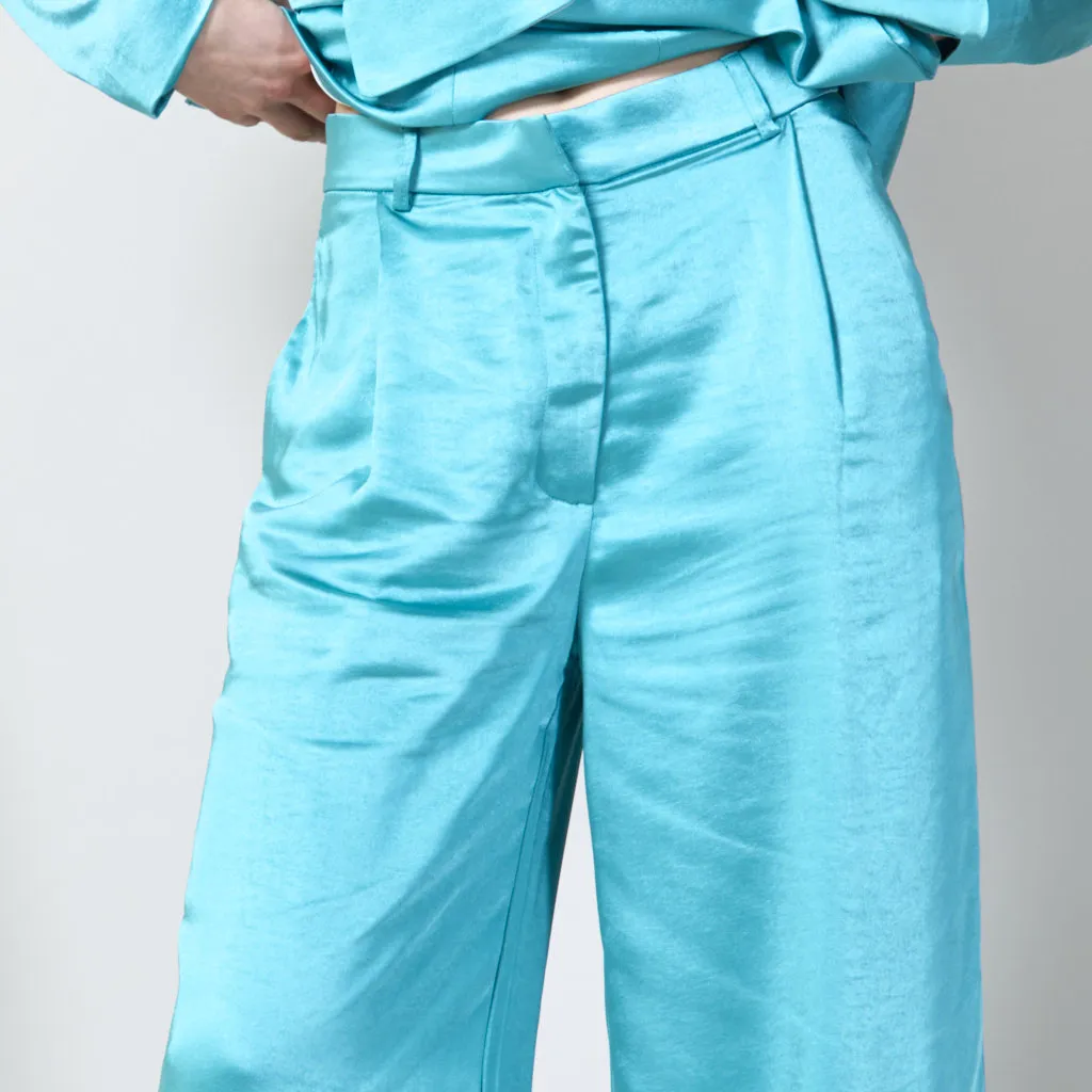 Satin wide leg trousers wholesale