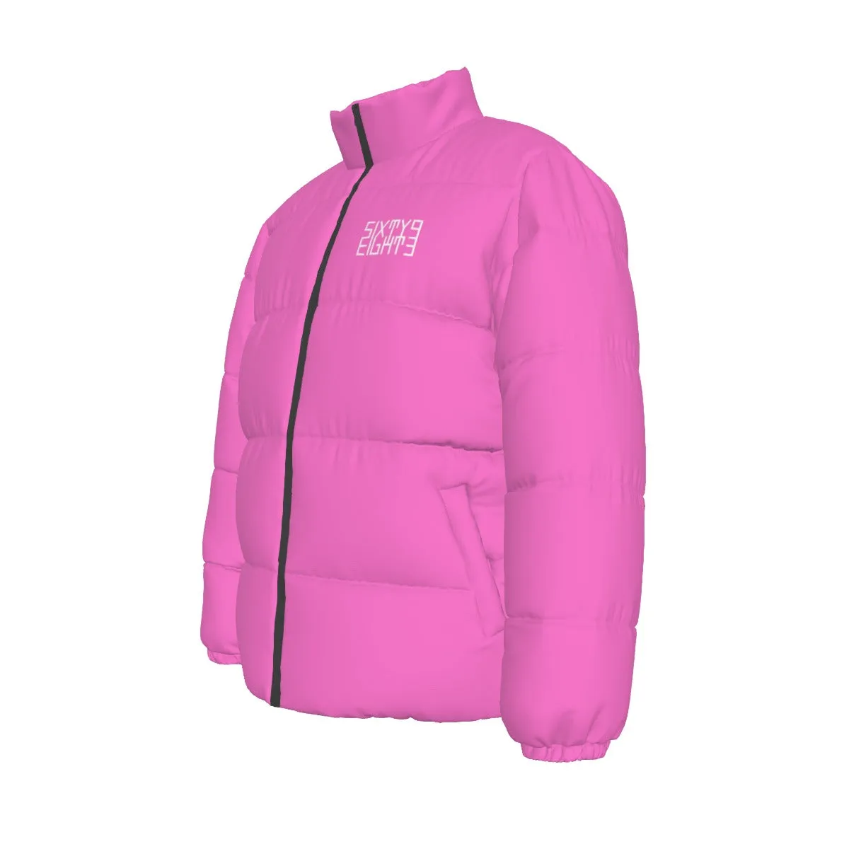 Sixty Eight 93 Logo White Pink Unisex Puffer Jacket