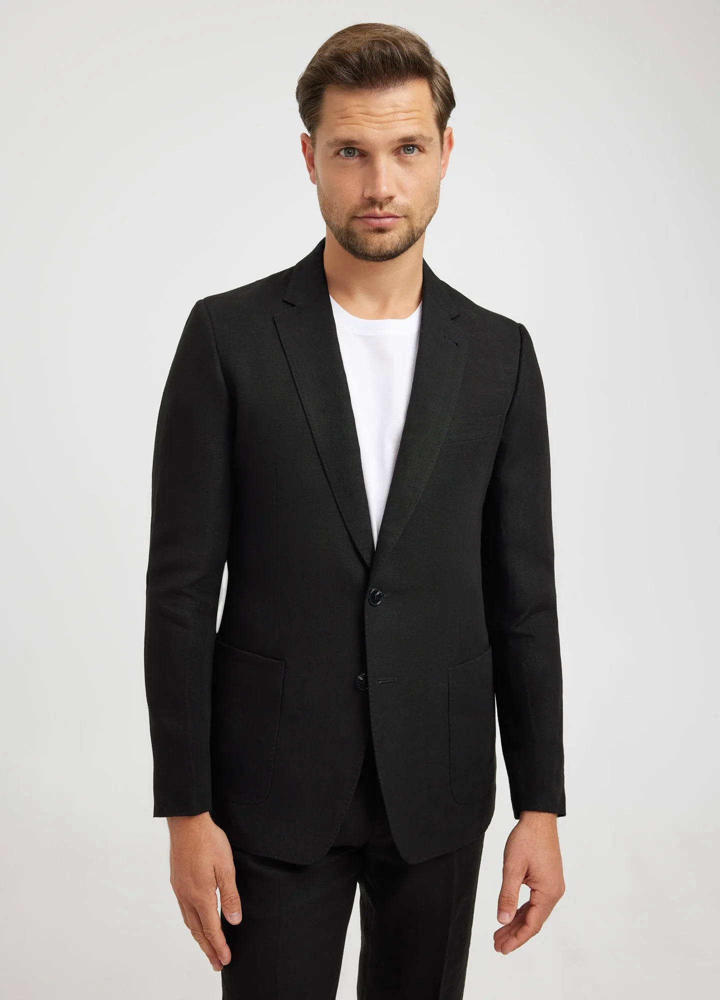 Soft Linen Blazer Black