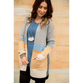 Stripe Color Blocked Bottom Cardigan