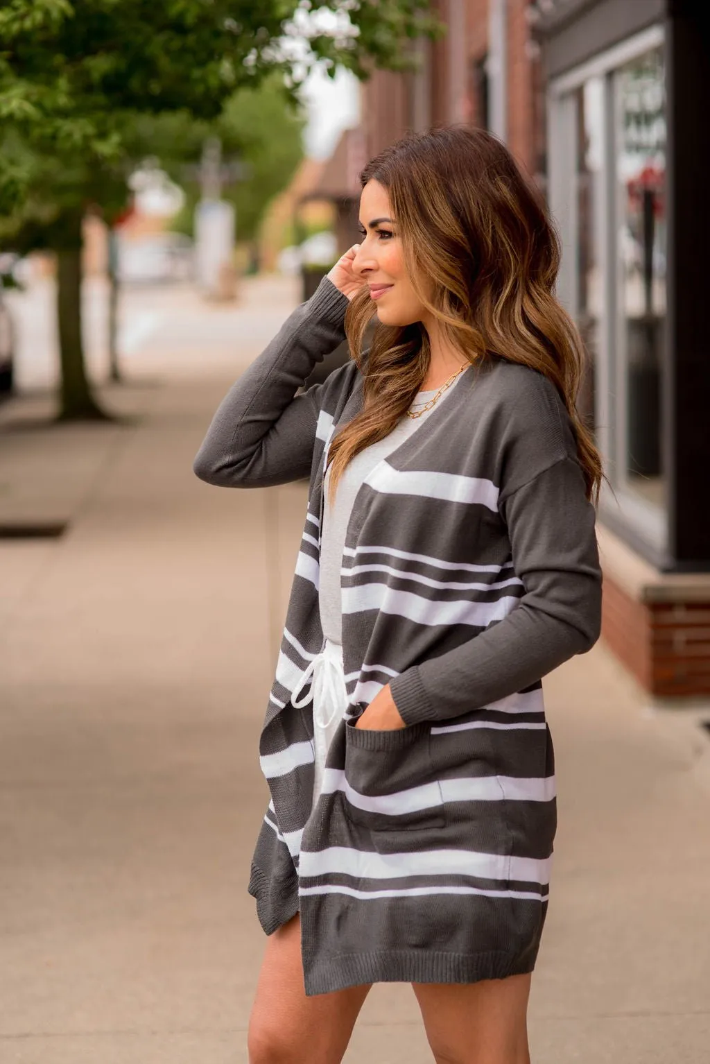 Striped Tunic Cardigan