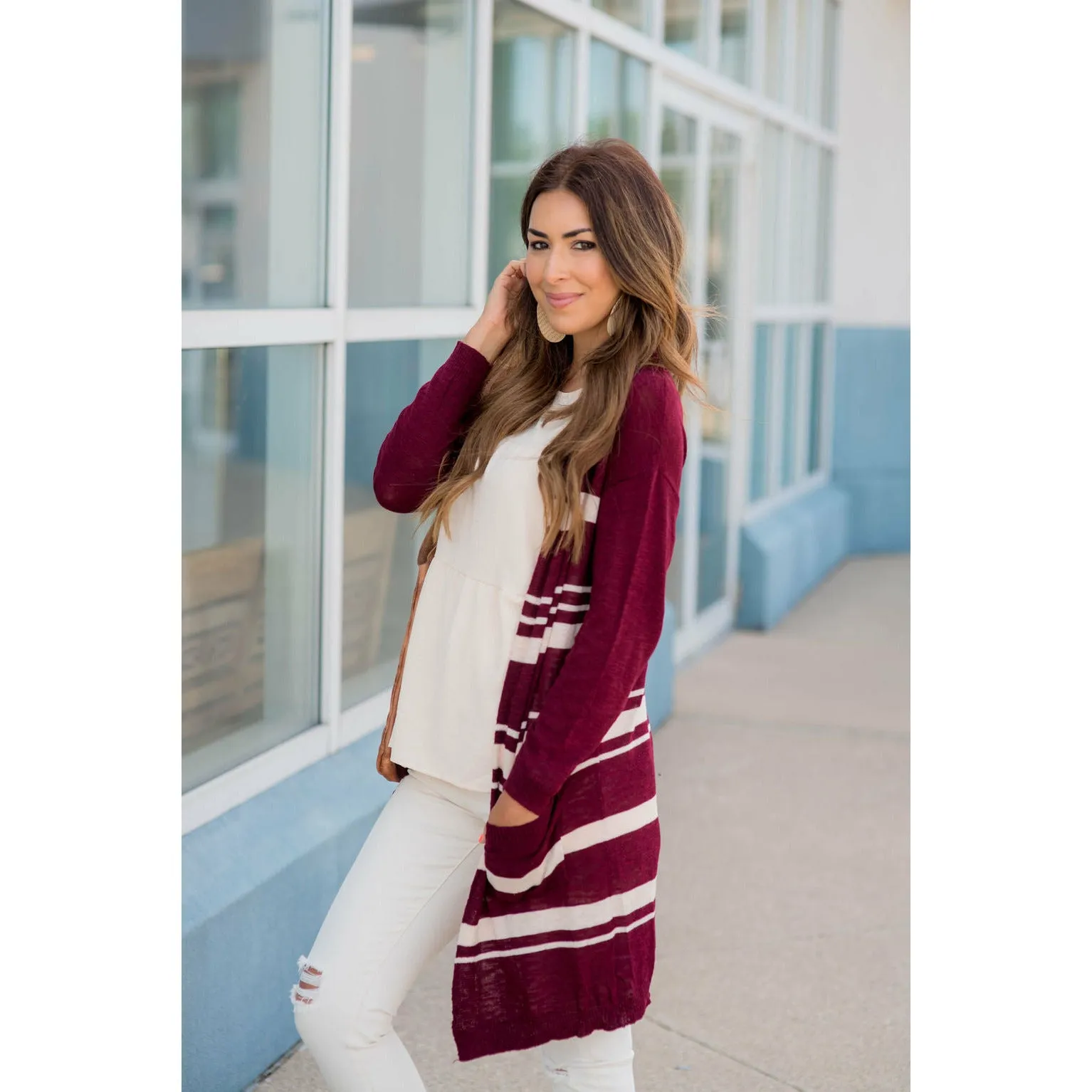 Striped Tunic Cardigan