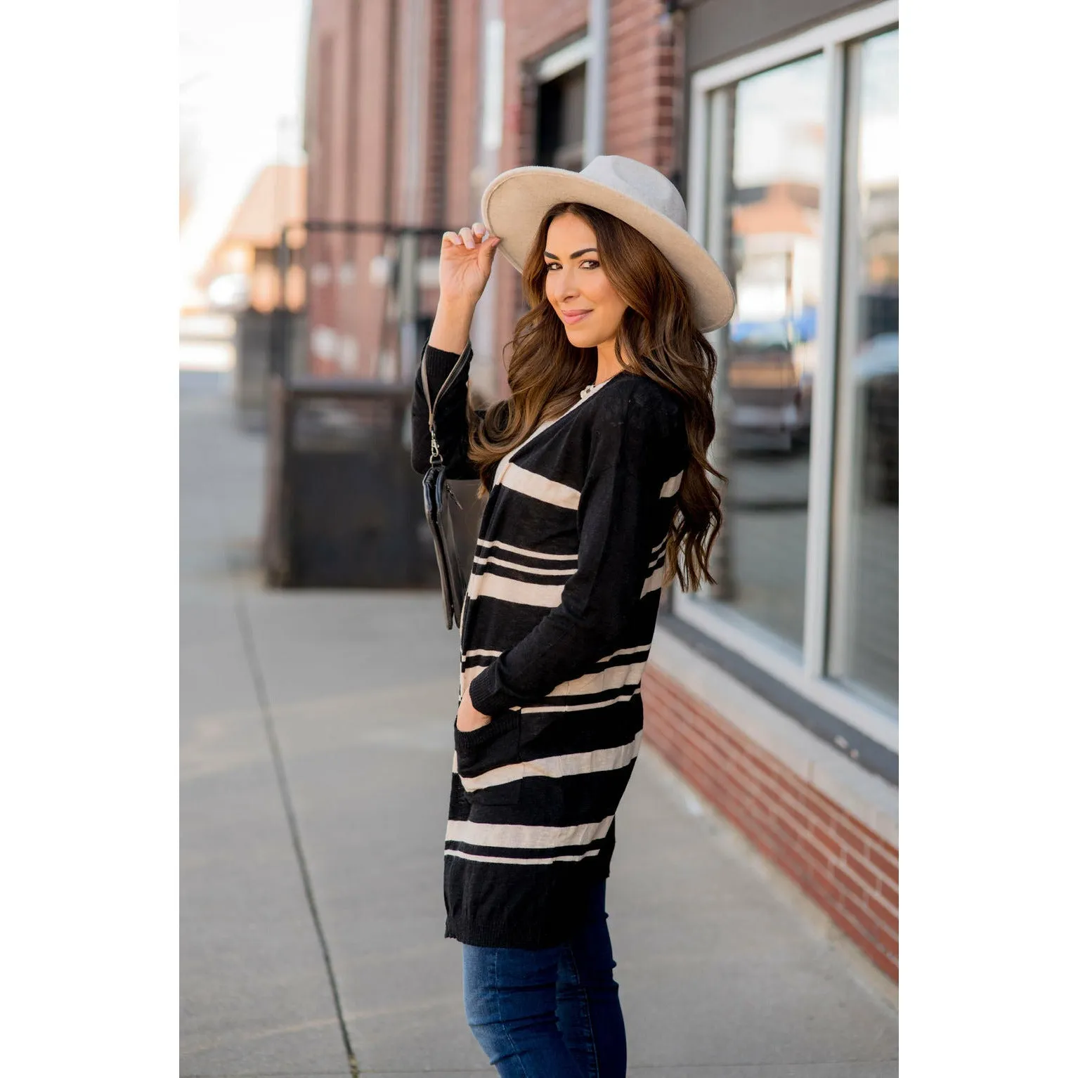 Striped Tunic Cardigan