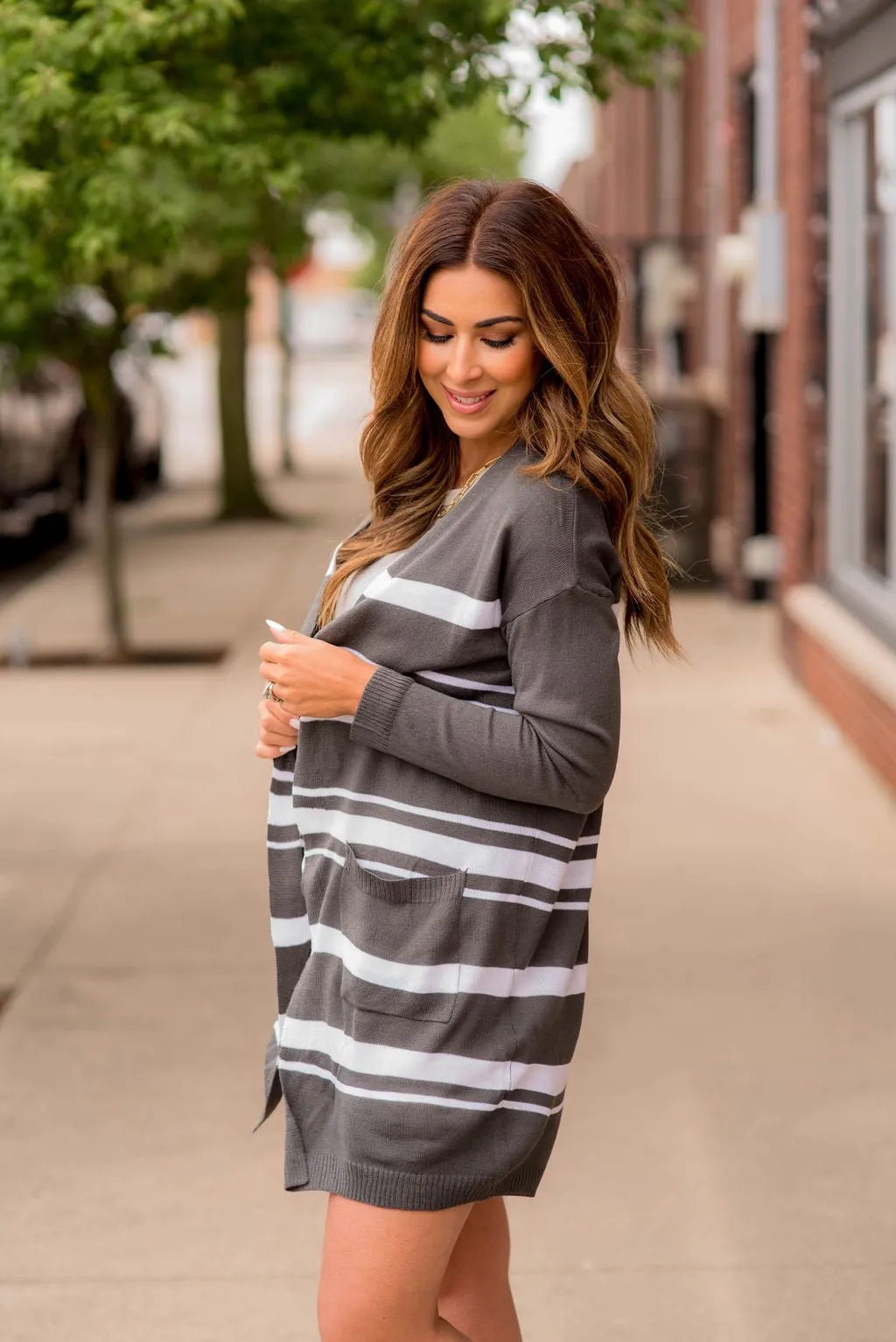 Striped Tunic Cardigan