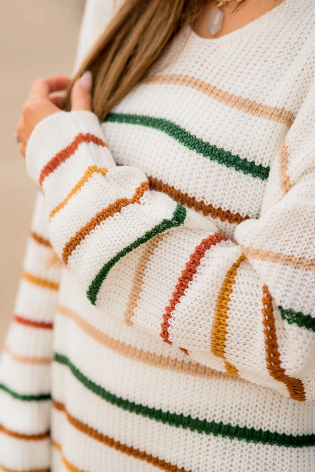 Striped V Neck Sweater