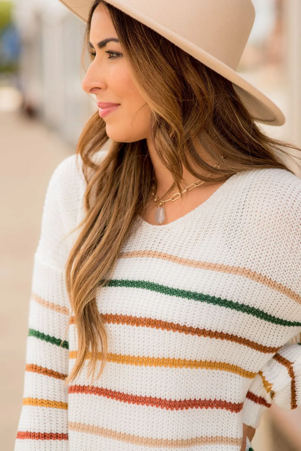 Striped V Neck Sweater