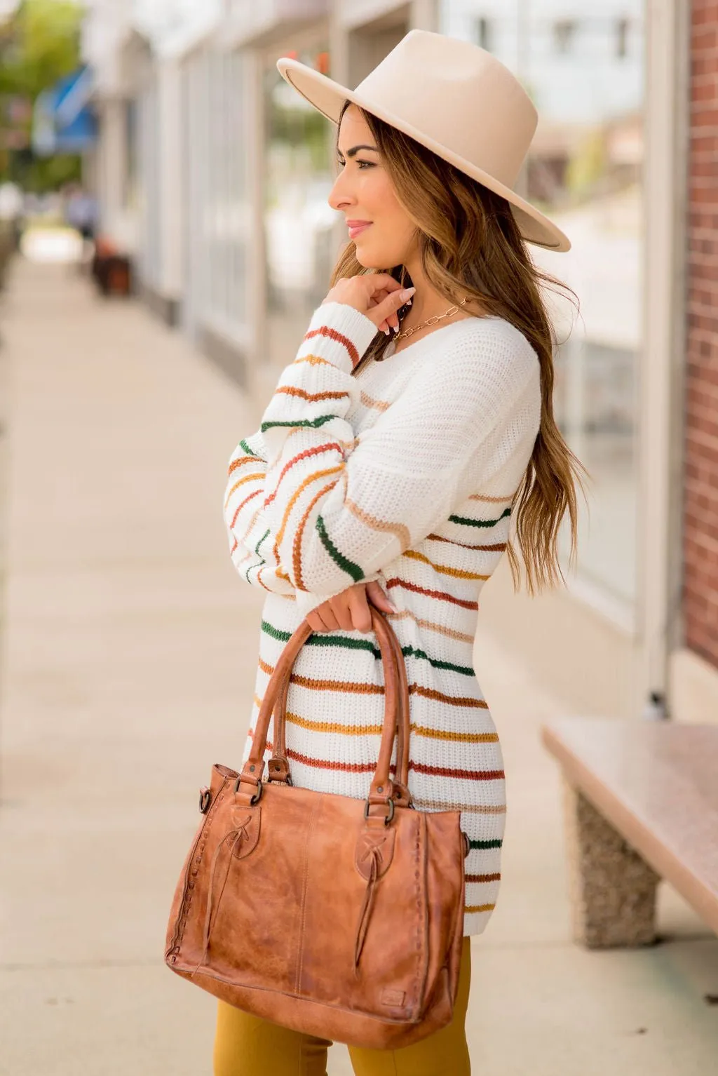 Striped V Neck Sweater