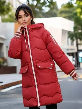 Stylish Warm Puffer Winter Jacket with Hood for Women | Perfect for Outdoor Activities