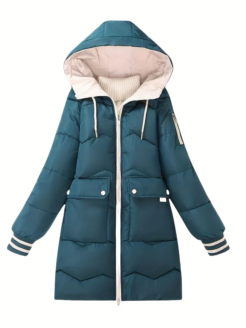 Stylish Warm Puffer Winter Jacket with Hood for Women | Perfect for Outdoor Activities