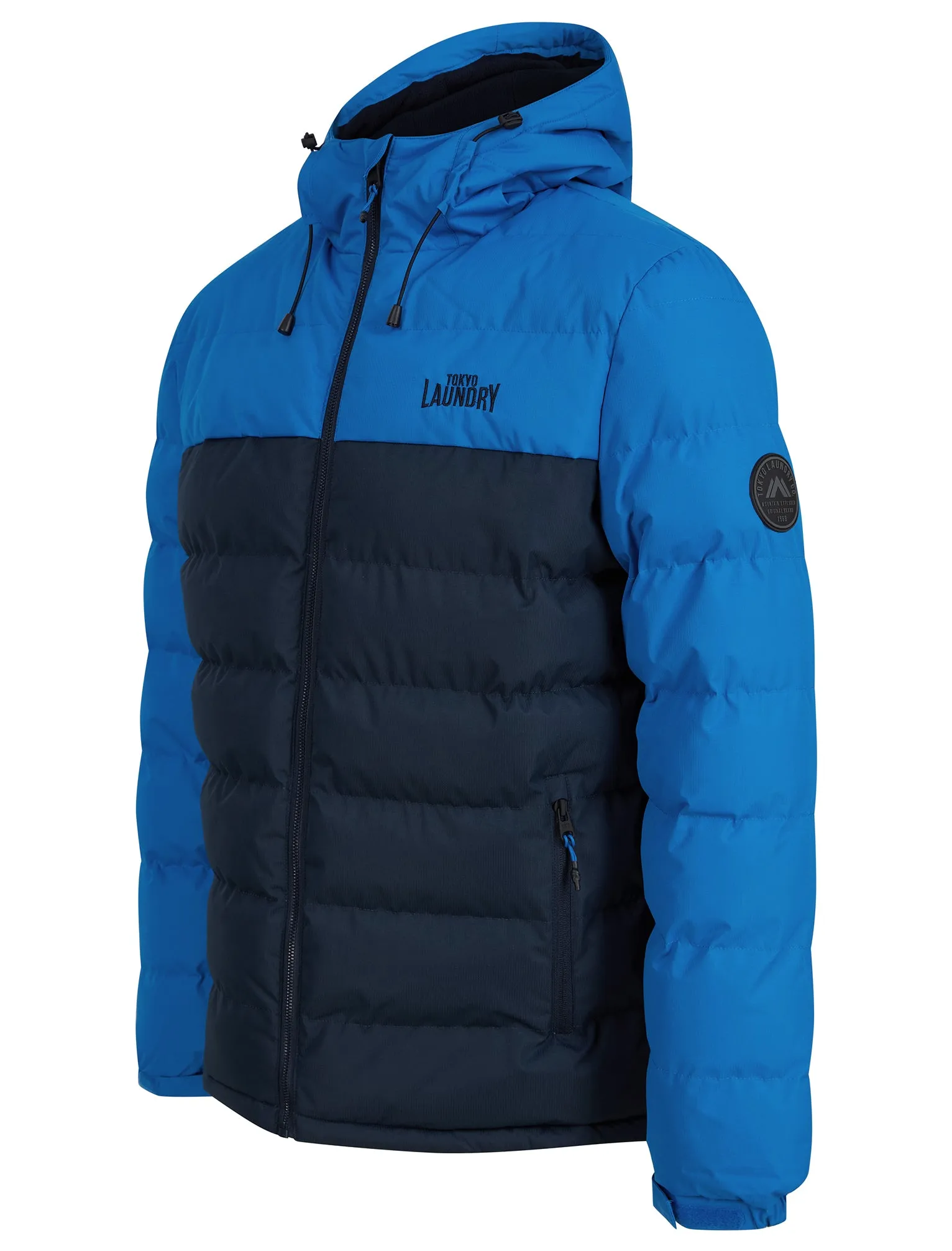 Taichi Micro-Fleece Lined Quilted Puffer Jacket with Hood in Daphne Mid Blue - Tokyo Laundry