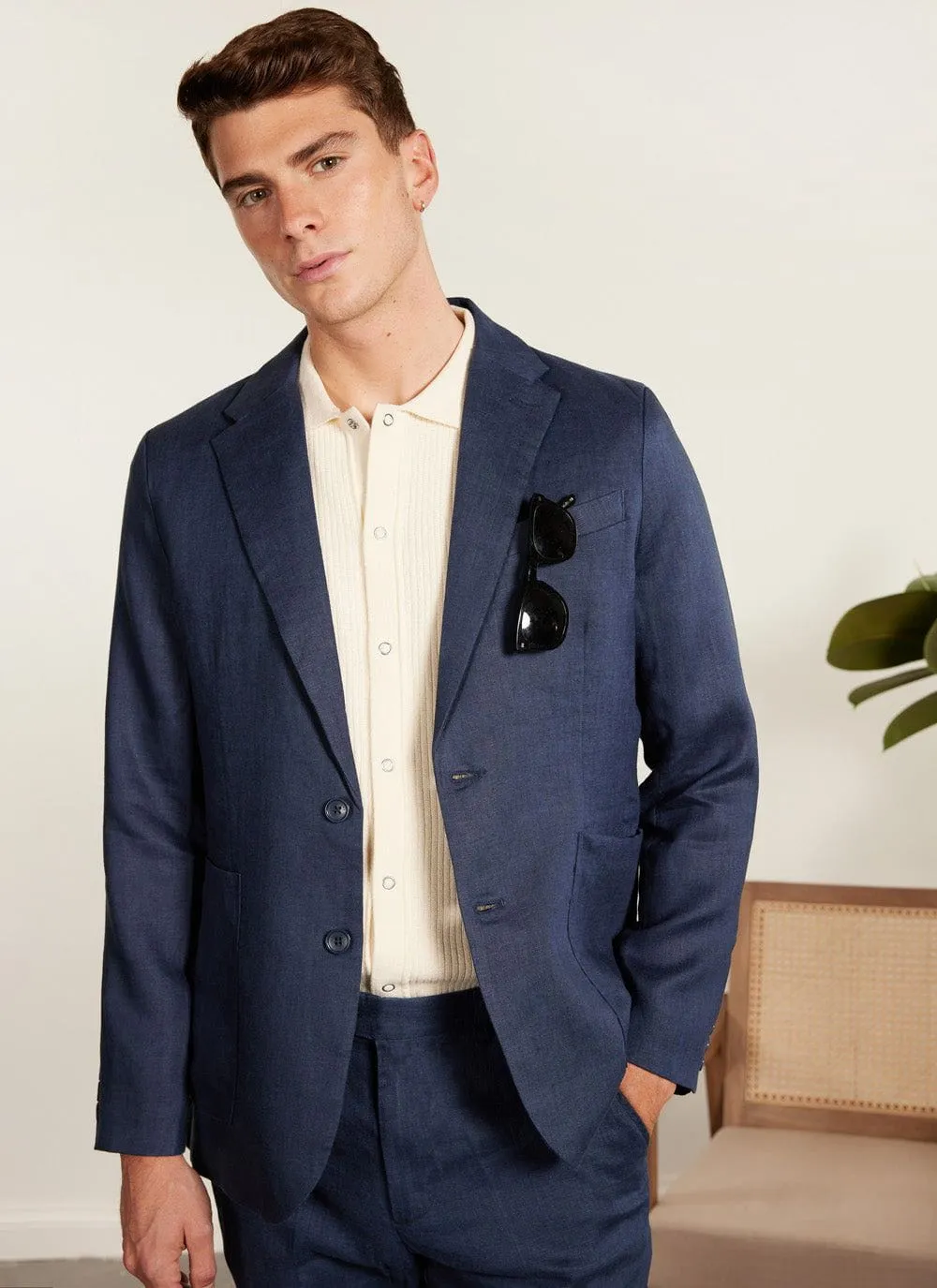 Tailored Linen Blazer | Royal Blue