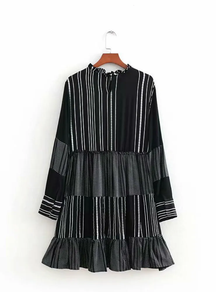 TastyHottie - Women Casual Stripes Tunic Mini Long Sleeve Dress