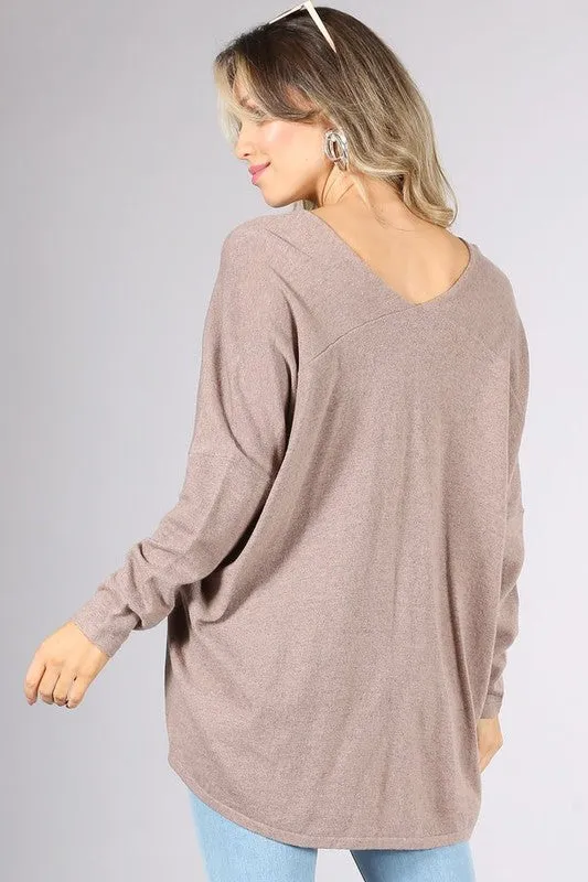 Taylor Oversized Dolman Sleeve Top - Mocha