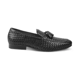 The Wove New Black Men's Leather Tassel Loafers Tresmode