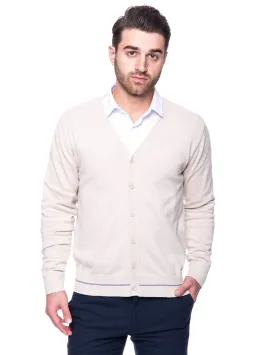 Tocco Reale Men's 100% Cotton Cardigan Sweater - Stone