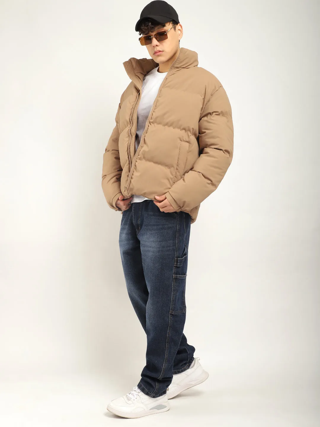 Urban Street Style Camel Brown Oversized Puffer Jacket