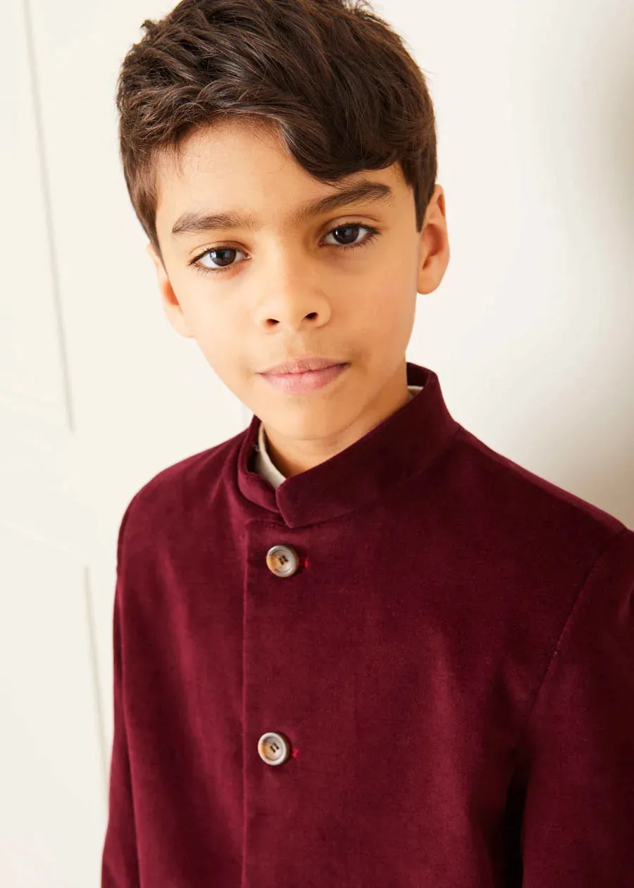 Velvet Mao Collar Blazer in Burgundy (4-10yrs)