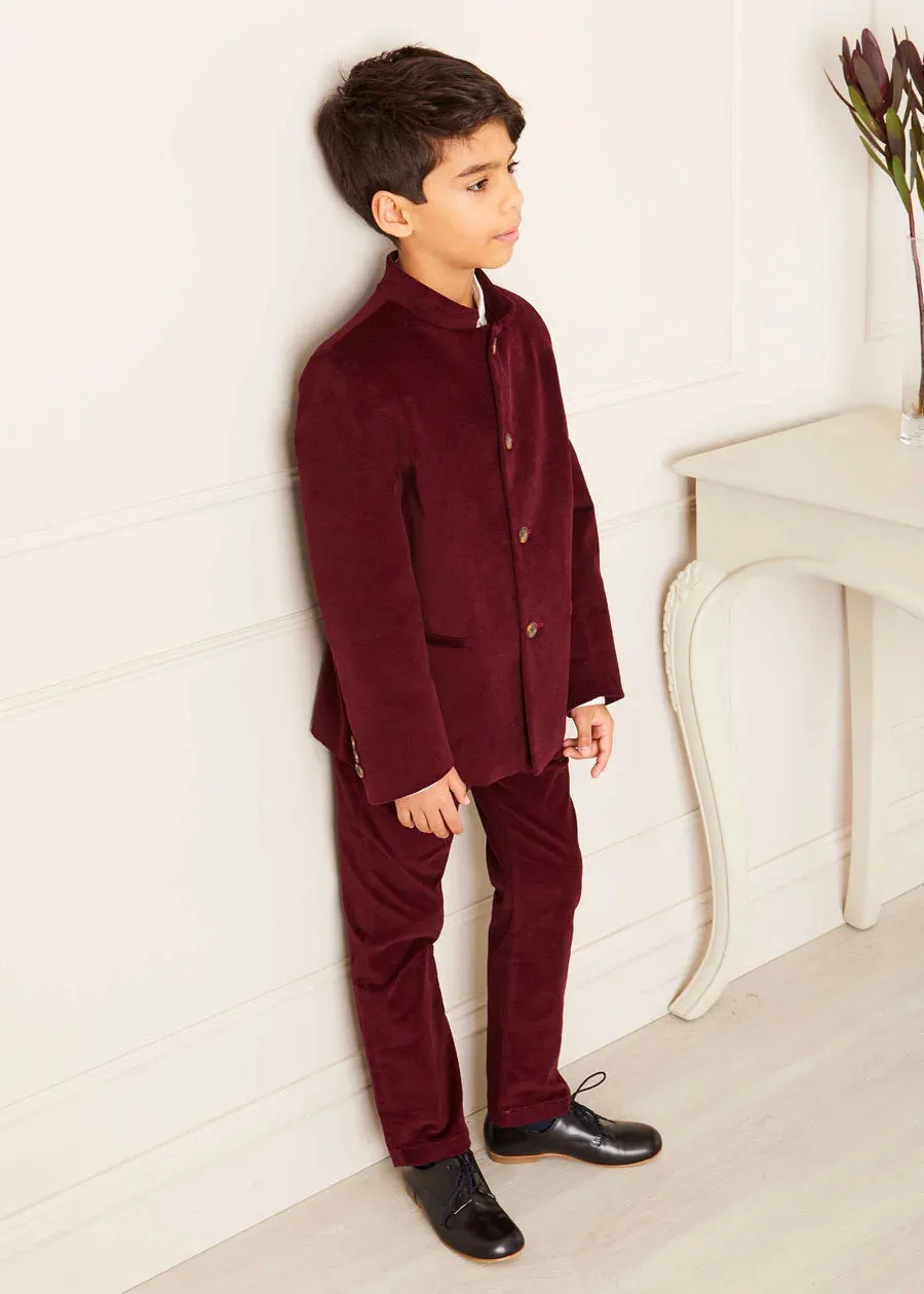 Velvet Mao Collar Blazer in Burgundy (4-10yrs)