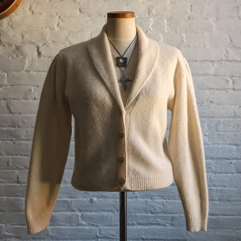 Vintage Minimalist Fuzzy Knit Wool Sweater Furry Clean Girl Luxury Cardigan Top