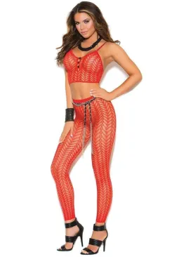 Vivace EM-81279 Cami top and matching leggings with feather design