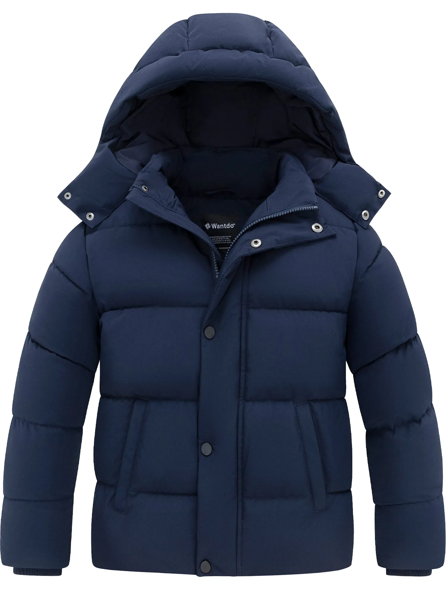 Wantdo Boy's Winter Coat Quilted Hooded Parka Jacket Water Resistant Windproof Puffer Jacket