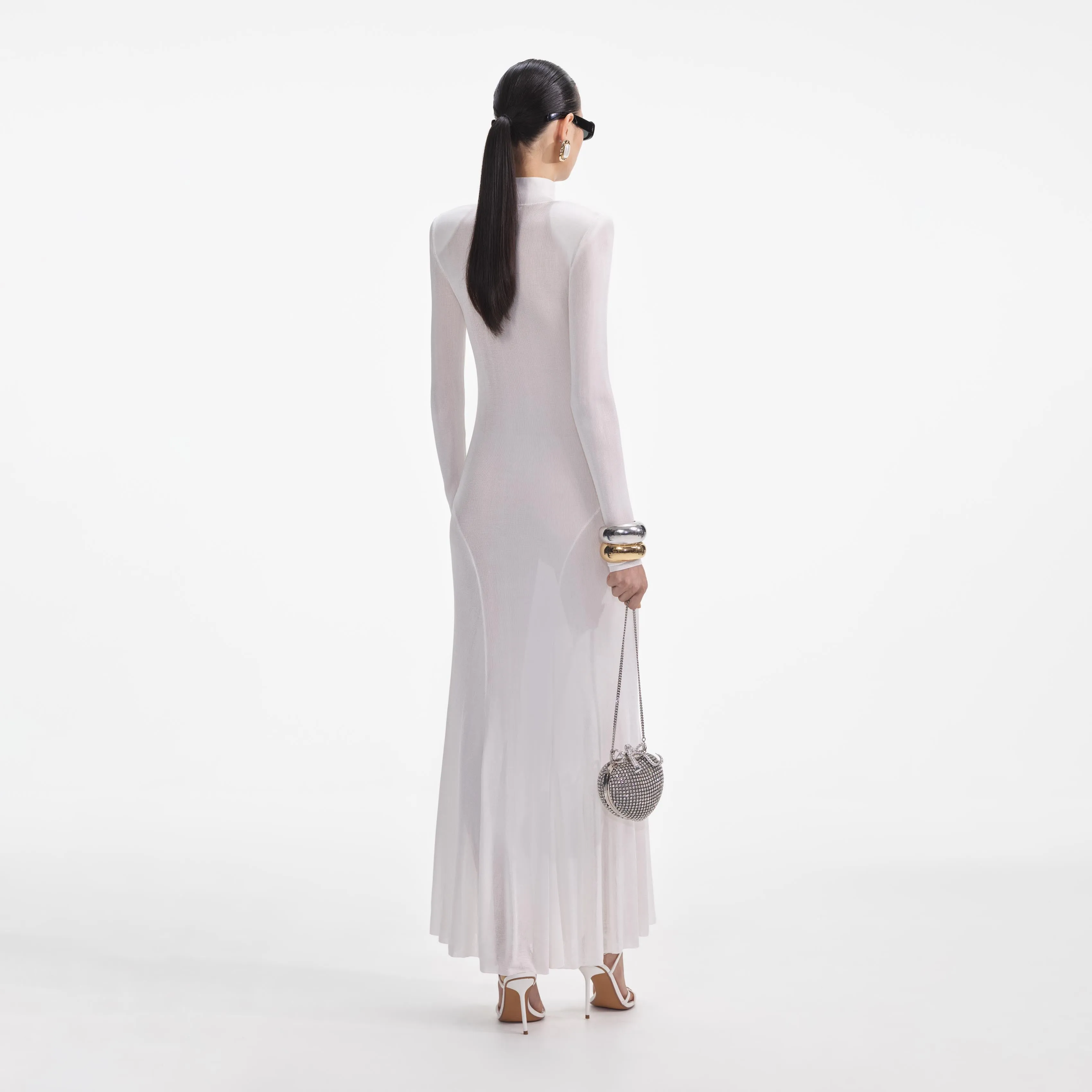 White Viscose Knit Maxi Dress