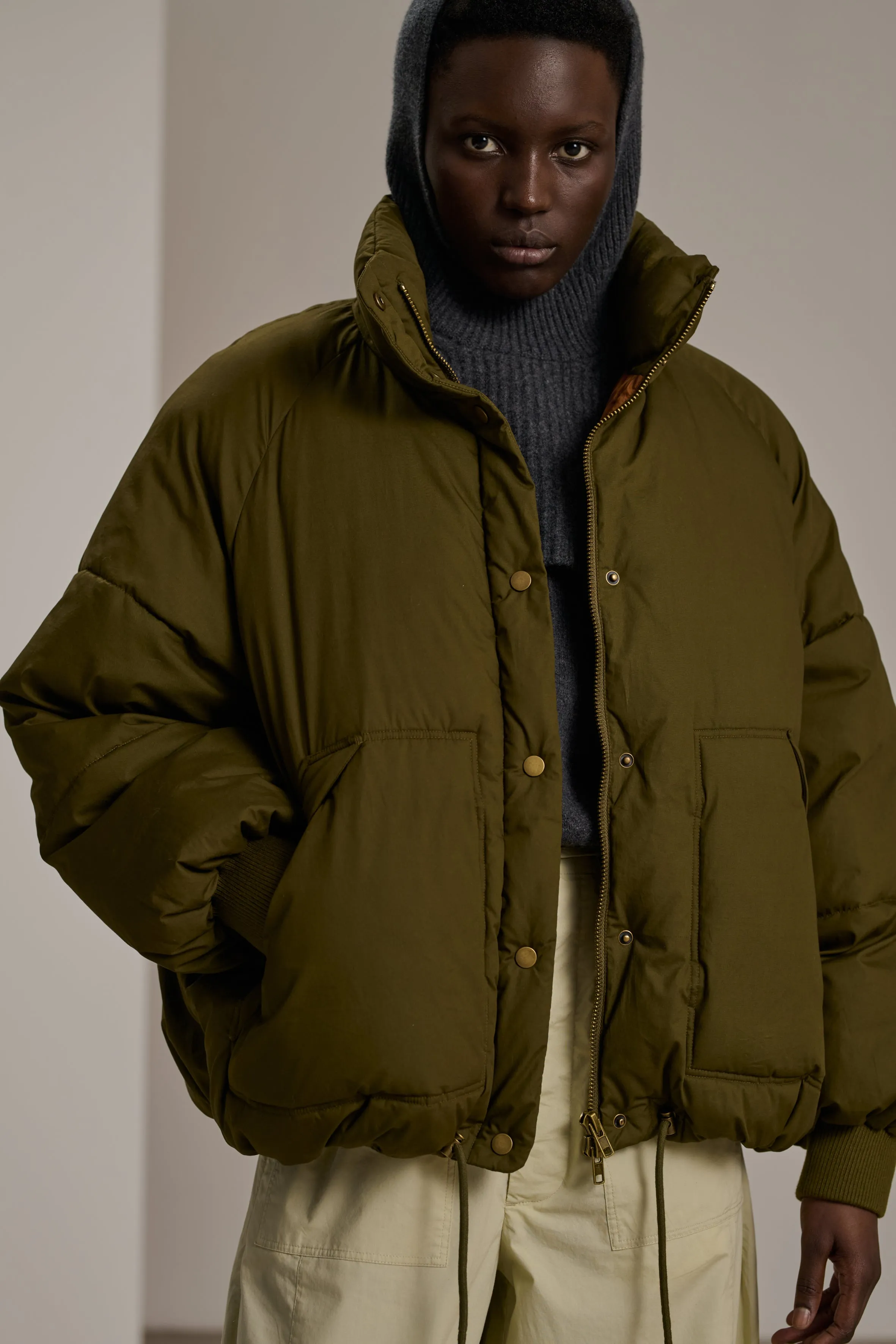 WING KHAKI PUFFER JACKET