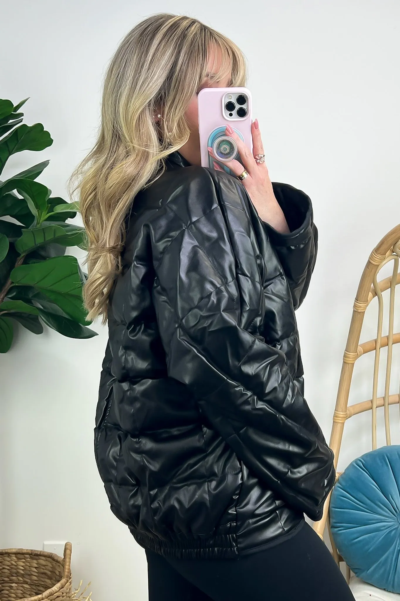 Winter's Edge Faux Leather Puffer Jacket - FINAL SALE