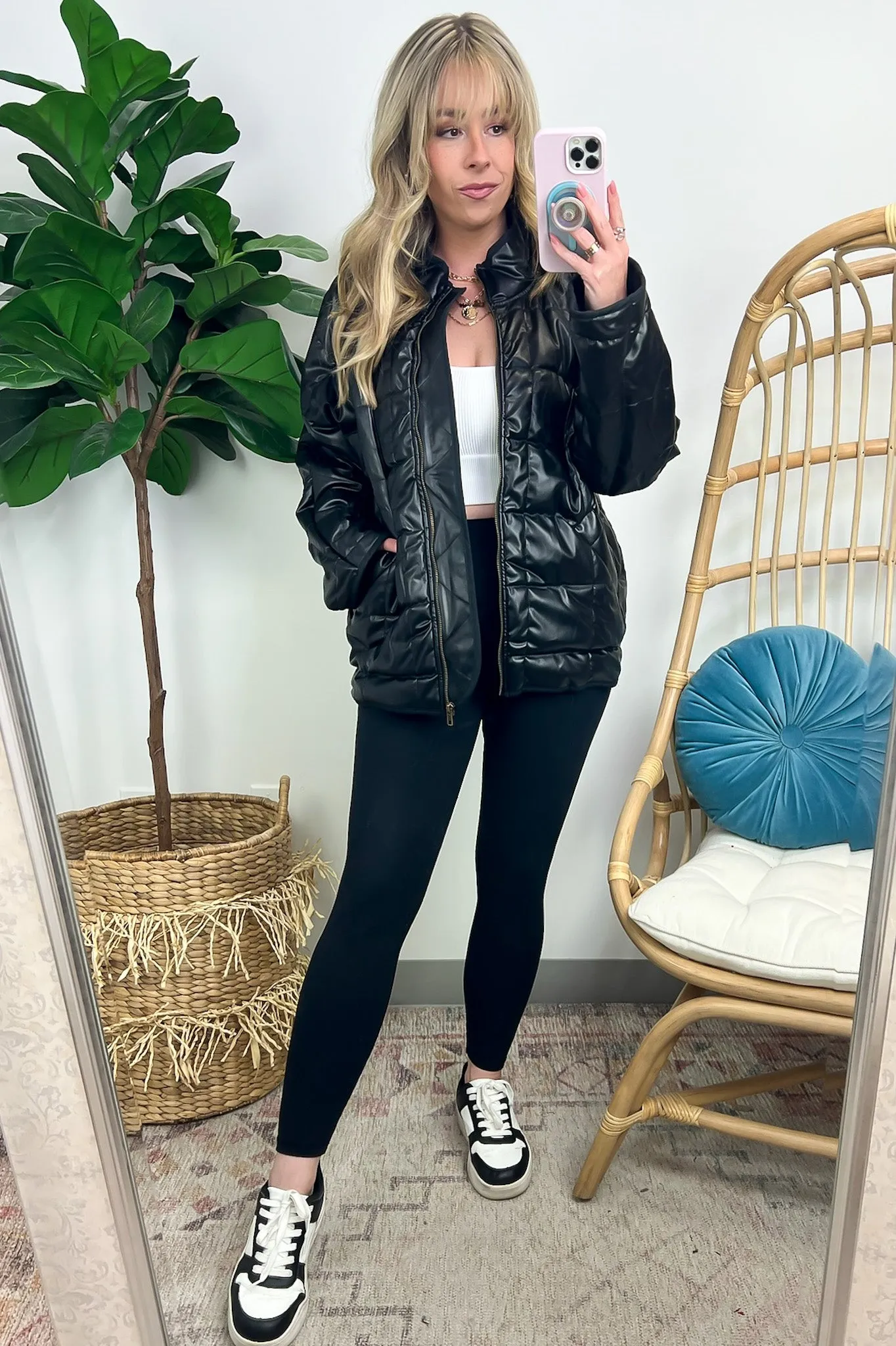 Winter's Edge Faux Leather Puffer Jacket - FINAL SALE