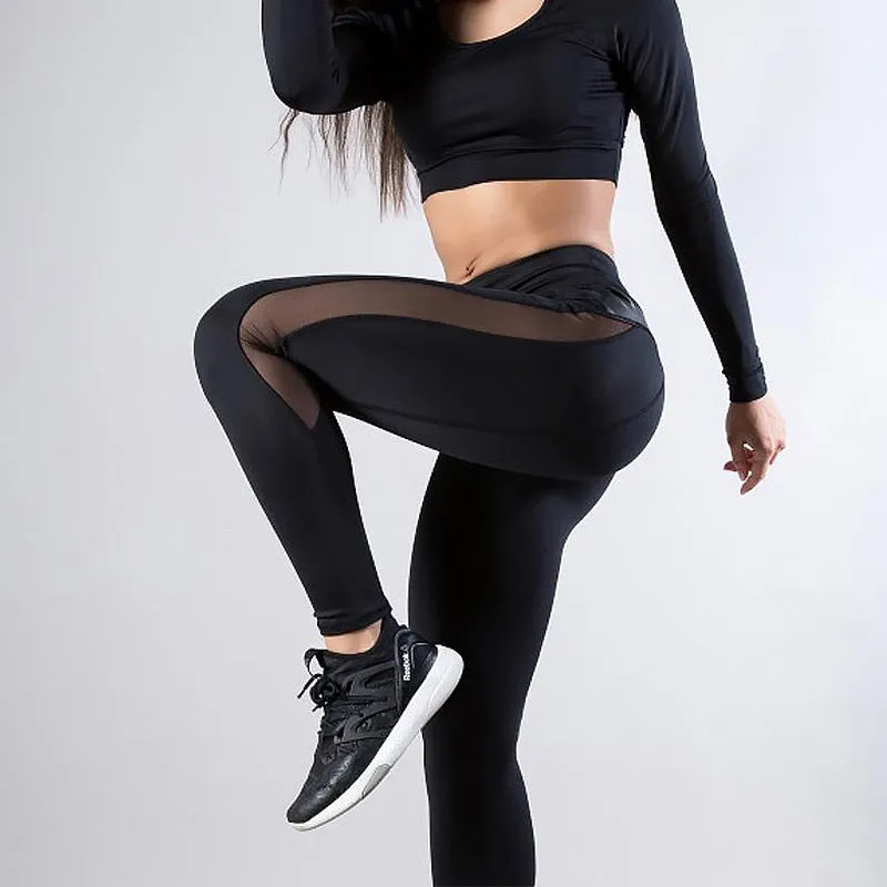 Wjczt Solid High Waist Fitness Legging Women Heart Workout Leggins Femme Fashion Mesh And PU Leather Patchwork Leggings