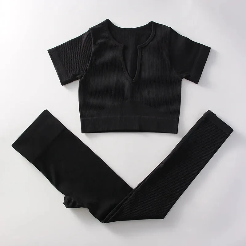 Women Crop Top and Leggings Set