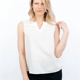 Womens White Relaxed Fit Sleeveless Top