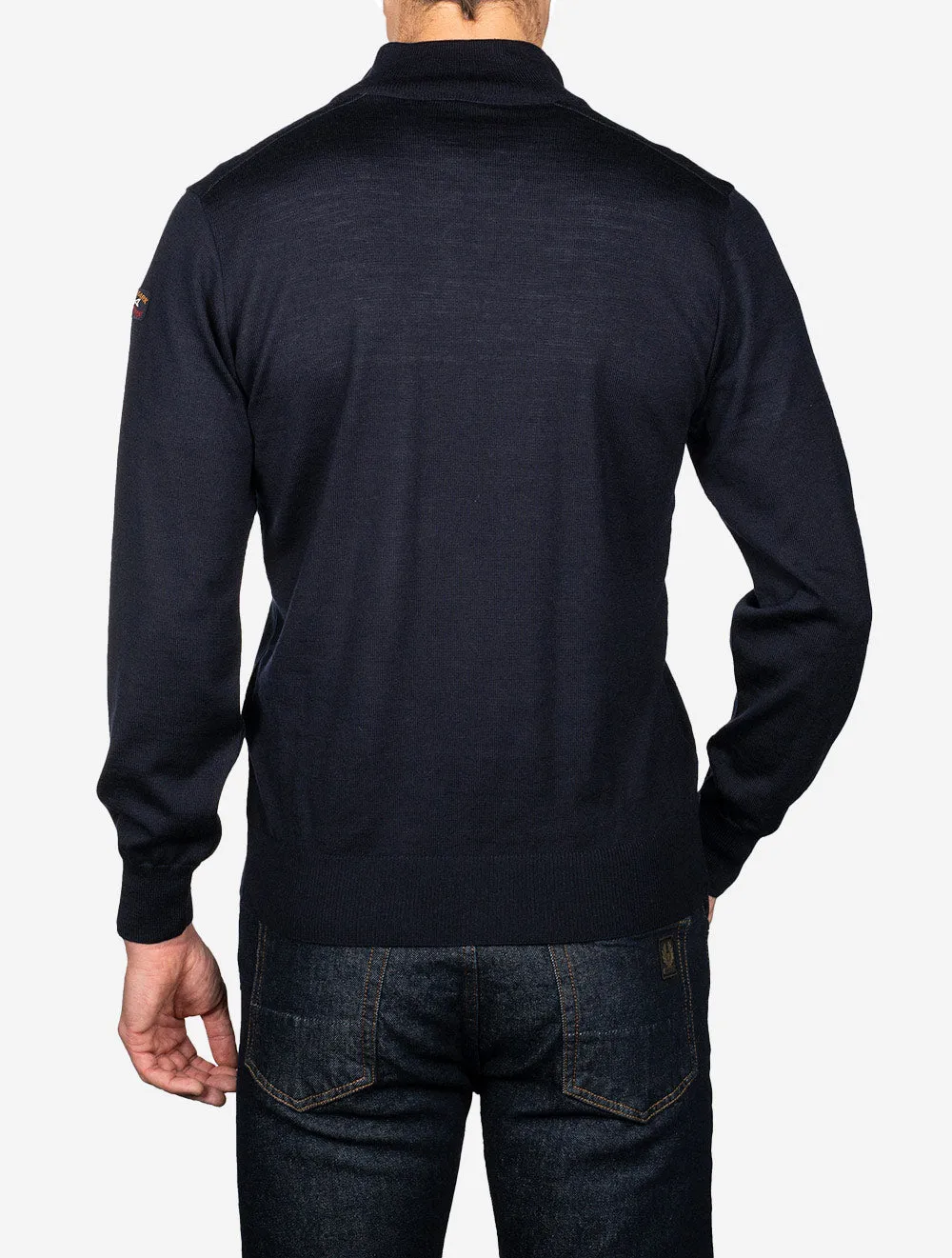 Zipped Pullover With Suede Navy