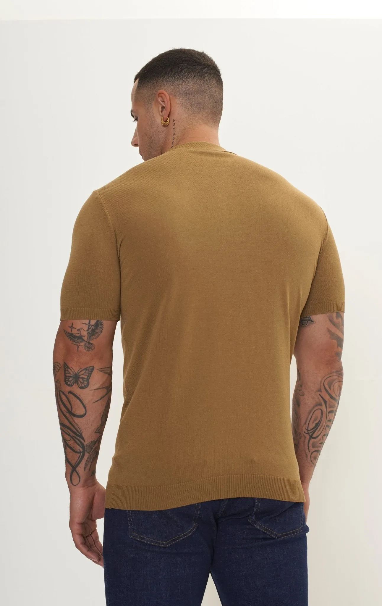 Zipper Closure Lightweight Polo Tee - Mustard