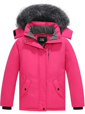 ZSHOW Girls' Winter Coat Soft Fleece Lined Cotton Padded Puffer Jacket